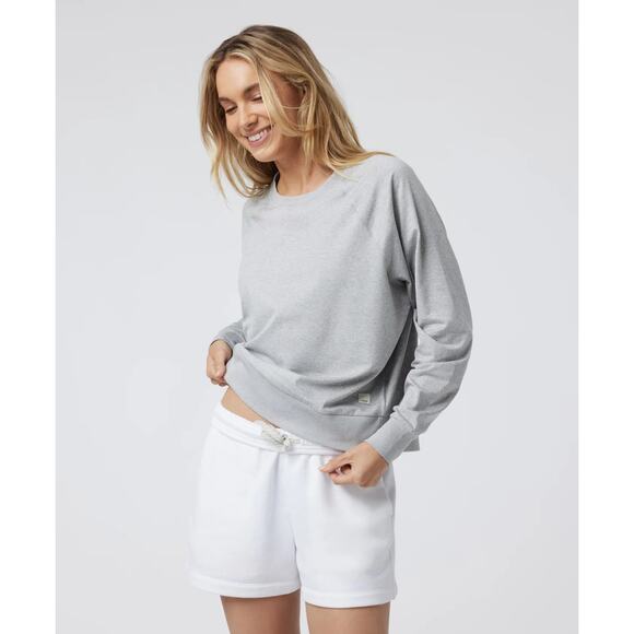 Vuori Tops - Vuori Long-Sleeve Halo Crew, Size Large, Pale Gray Heather